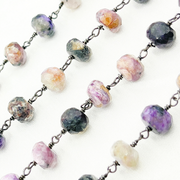Charoite Oxidized 925 Sterling Silver Wire Chain
